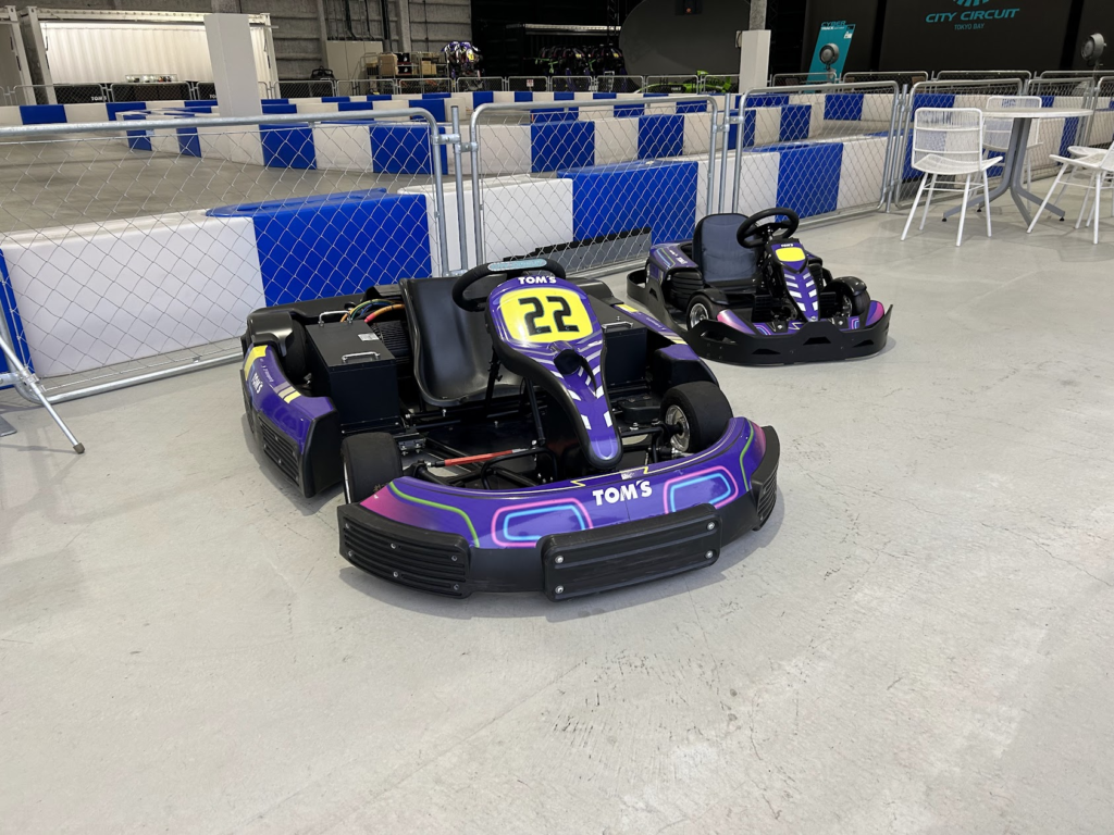 two purple EV karts