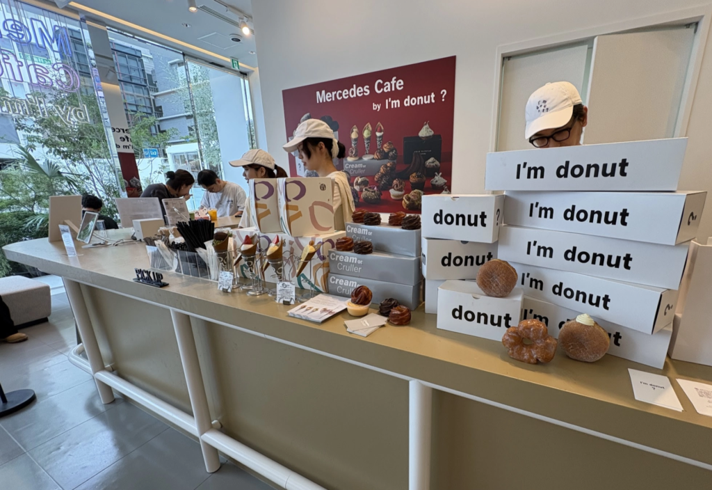 Mercedes Cafe by I'm donut? counter with Japanese gourmet donuts in Tokyo