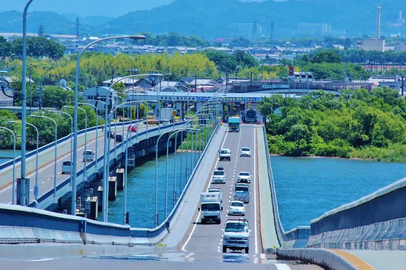 Scenic road for a road trip near Kyoto, Japan