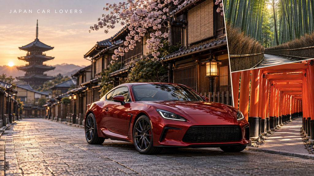 Kyoto road trip with a Japanese sports car and famous sightseeing spots